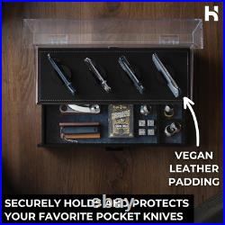Premium Knife Display Case for up to 10 Knives Handcrafted Wooden Pocket Knife