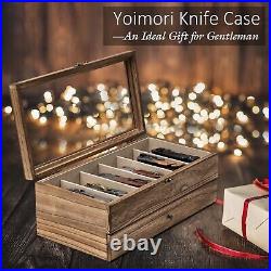 Premium Knife Display Case with Glass Lid, 2-Layer Pocket Knife Case for 9-15