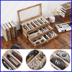 Premium Knife Display Case with Glass Lid, Coins Knives Drawer Storage Holder