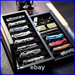 Premium Knife Display Case with Glass Lid, Coins Knives Drawer Storage Holder