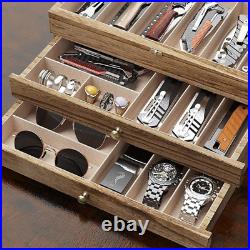 Premium Knife Display Case with Glass Lid, Coins Knives Drawer Storage Holder