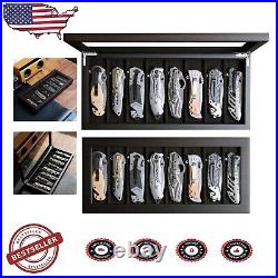 Premium Knife Storage Organizer in Ebony Veneer Display and Protect 8 Knives