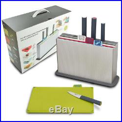 Premium Non-Slip Cutting Board Set with 4 Knives, Stainless Steel Storage Case