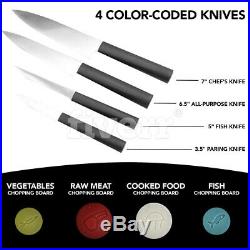 Premium Non-Slip Cutting Board Set with 4 Knives, Stainless Steel Storage Case