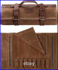 Professional Knife Case Durable Waxed Canvas with 8 Pockets & Zipper Storage Professional Knife Case Durable Waxed Canvas with 8 Pockets & Zipper Storage