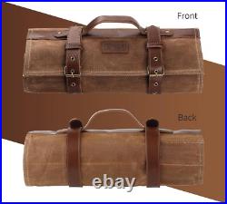 Professional Knife Case Durable Waxed Canvas with 8 Pockets & Zipper Storage Professional Knife Case Durable Waxed Canvas with 8 Pockets & Zipper Storage
