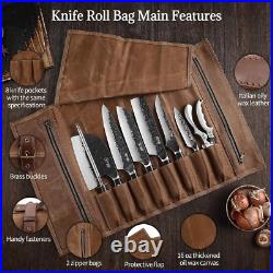 Professional Knife Case Durable Waxed Canvas with 8 Pockets & Zipper Storage Professional Knife Case Durable Waxed Canvas with 8 Pockets & Zipper Storage