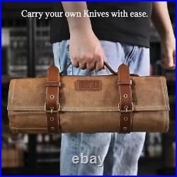 Professional Knife Case Durable Waxed Canvas with 8 Pockets & Zipper Storage Professional Knife Case Durable Waxed Canvas with 8 Pockets & Zipper Storage