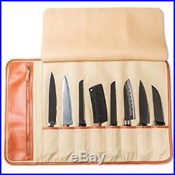 Professional Leather Knife Roll Up Storage Case Bag (8-Pocket) Travel Picnic
