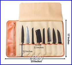 Professional Leather Knife Roll Up Storage Case Bag 8-Pocket Travel Picnic New