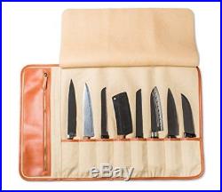 Professional Leather Knife Roll Up Storage Case Bag 8-Pocket Travel Picnic New