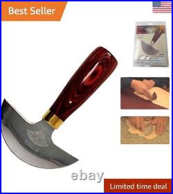 Professional Round Leathercraft Knife Stainless Steel Blade, Wood Handle