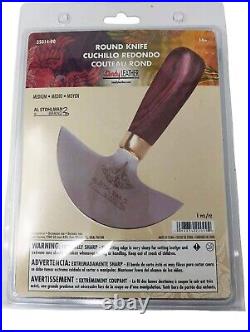 Professional Round Leathercraft Knife Stainless Steel Blade, Wood Handle