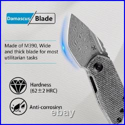 RIO Mini Pocket Folding Knives EDC Camping Folding Knife 1.56'' Damascus Blad