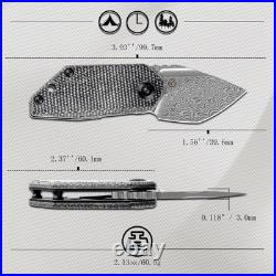 RIO Mini Pocket Folding Knives EDC Camping Folding Knife 1.56'' Damascus Blad