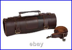 Real Leather Chef Knife Storage Bag Kitchen Knife Roll Carry Case Tool Holder