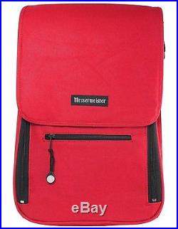 Red Messenger Knife Bag Storage Carry Cutlery Culinary Cooking Tool Case Pocket