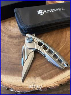 Rike Alien1 Framelock Folding Knife Bohler M390 Stainless Gray Titanium