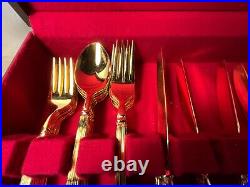 Rogers Pavilion 50 Pieces Stainless Steel Gold Flatware + Nice Storage Case