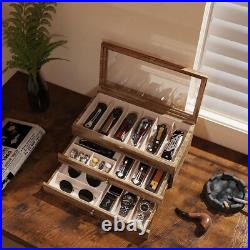 Rustic 3-Layer Knife Display Case for 15-22 Knives Perfect Men's Gift