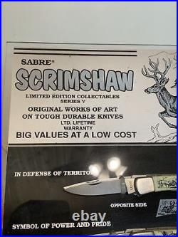 SABRE Wildlife Scrimshaw 3 Knife Store Counter Display Deer Eagle Wolf Awesome