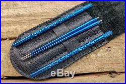 SK Knives Milled TiSushi Sticks Anno Sapphire with Leather Storage Case