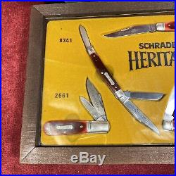 Schrade Heritage Store Display Case Knife Set -1984/bone Handles -usa Collection