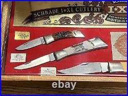 Schrade Sheffield IXL Store Wooden Display Set -5 Knives COA Sheaths Complete