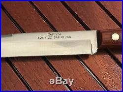 Set Of 6 Case XX Cap 254 Steak Knives With Original Wood Storage Block