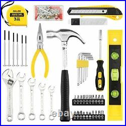 Set Of Home Repair Hand Tool Kit with Wrench Sets Plastic Tool Box Storage Case