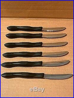 Set of 6 CUTCO 1759 Brown Handle Serrated Steak Knives with Storage Case