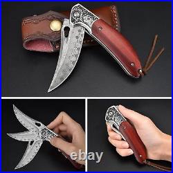 Sharp VG10 Core Damascus Steel Pocket Knife for Outdoor Camping Survival Hunting