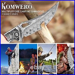 Sharp VG10 Core Damascus Steel Pocket Knife for Outdoor Camping Survival Hunting