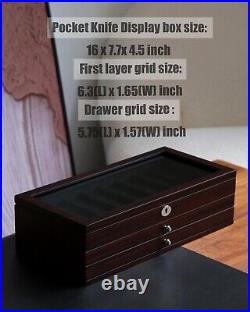 Showcase Your Collection Ebony Knife Display Case with Soft Flannel Lining