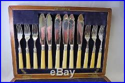 Silver Plated Fish Forks & Knives 24 PC with Storage Case Hamilton Laidlaw & Co