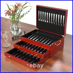 Silverware Storage Box 3-Layer Wooden Silverware Chest Flatware Storage Case wit Silverware Storage Box 3-Layer Wooden Silverware Chest Flatware Storage Case wit