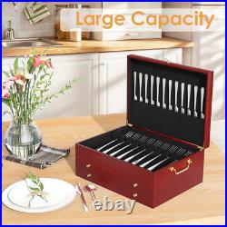 Silverware Storage Box 3-Layer Wooden Silverware Chest Flatware Storage Case wit Silverware Storage Box 3-Layer Wooden Silverware Chest Flatware Storage Case wit