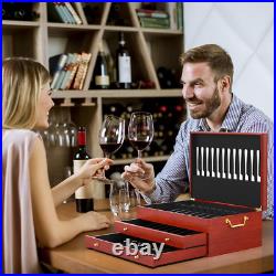 Silverware Storage Box 3-Layer Wooden Silverware Chest Flatware Storage Case wit Silverware Storage Box 3-Layer Wooden Silverware Chest Flatware Storage Case wit
