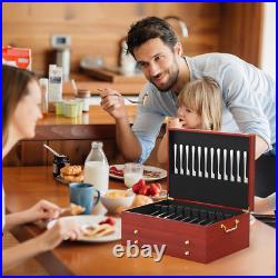Silverware Storage Box 3-Layer Wooden Silverware Chest Flatware Storage Case wit Silverware Storage Box 3-Layer Wooden Silverware Chest Flatware Storage Case wit