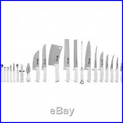 Slitzer 22pc Professional Cutlery Set White Handles Storage Case Included