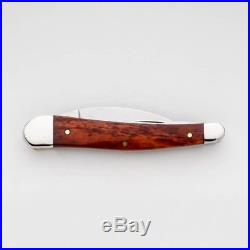 Smooth Chestnut Bone Seahorse Whittler Pocket Knife 3 Blades for Safe Storage