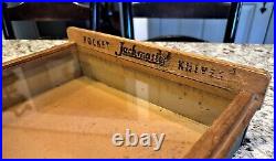 Store Display Case POCKET Jack-master KNIVES Case Metal Glass Wood Frame 1950