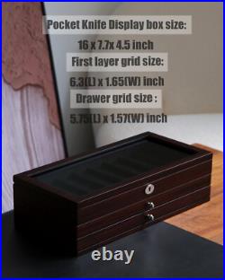 Sturdy Three-Tier Knife Storage Box with Real Glass Top Perfect for Collectors Sturdy Three-Tier Knife Storage Box with Real Glass Top Perfect for Collectors