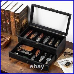 Stylish 2-Layer Black Wooden Knife Case for Organizing and Displaying Knives