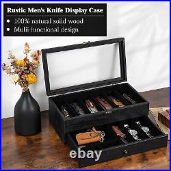 Stylish 2-Layer Black Wooden Knife Case for Organizing and Displaying Knives