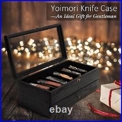 Stylish 2-Layer Black Wooden Knife Case for Organizing and Displaying Knives