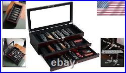 Stylish Ebony Finish Knife Organizer 22-26 Slot Storage with Drawers and Lock