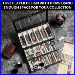 Stylish Solid Wood Knife Display Case with Buckle Ideal for Groomsmen Gifts