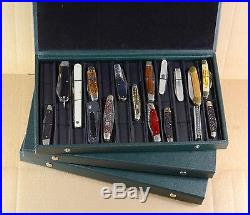 TWO POCKET KNIFE STORAGE & DISPLAY CASE with FOLDING LID