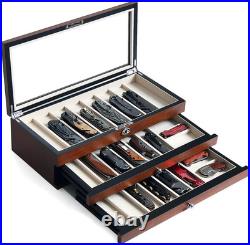 Three-Tier Knife Display Case Box with Glass Window and Walnut Finish Stores 2 Three-Tier Knife Display Case Box with Glass Window and Walnut Finish Stores 2